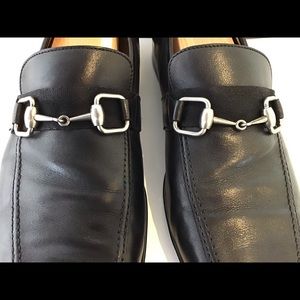 GUCCI Men's Luxe Black Loafers w/ Silver Horsebit